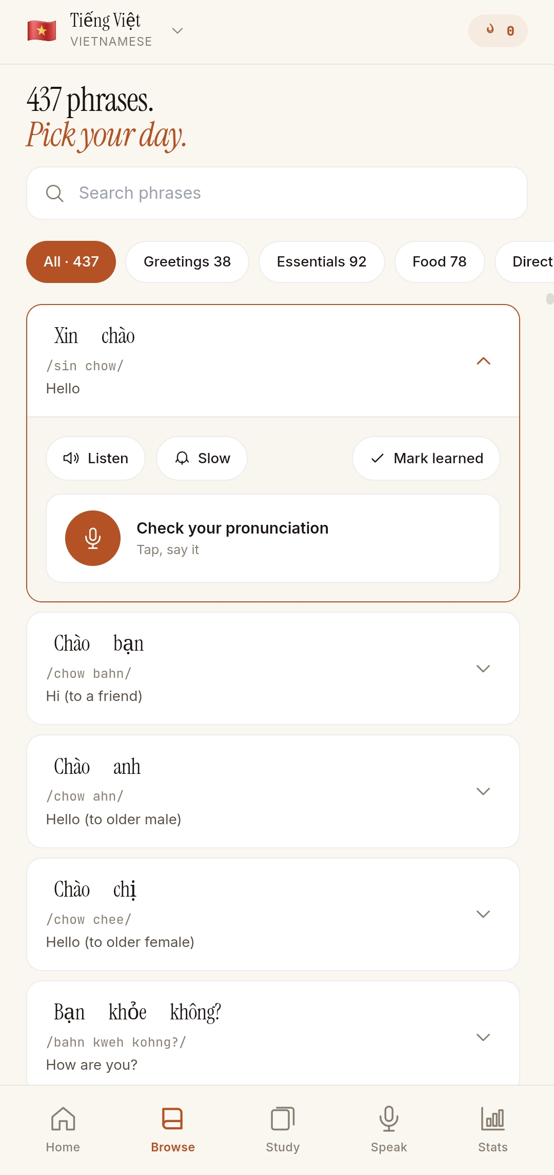 Get By app — Vietnamese phrases